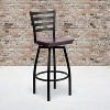 Flash Furniture Black Ladder Back Swivel Metal Barstool - 2 of 4