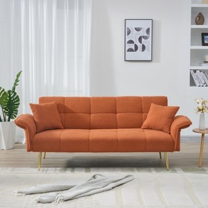 GDFStudio Classen 70.1" W Convertible Teddy Velvet Upholstered Sofa Bed with Adjustable Backrest - 1 of 4