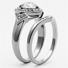 Slickblue Women's Polished Stainless Steel Ring with Clear CZ - Heart-Shaped Halo, Sizes 5-10 - 4 of 4