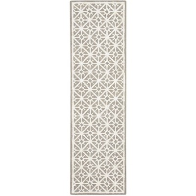 Handmade Vintage-Inspired Tufted Wool Gray Geometric Rug