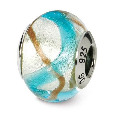 Black Bow Jewelry Sterling Silver, Silver, Golden and Blue Murano Glass Bead Charm