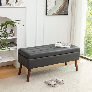 CAVINAS 43.3" Storage Ottoman Bench for Bedroom & Living Room,Comfy End-of-Bed Bench,Versatile Entryway Bench with Solid Wood Legs - 1 of 4