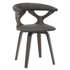 LeisureMod Upholstered Dining Chair in Leather with Dark Walnut Wood Frame Klyne Series - 1 of 4