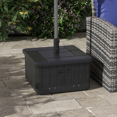Black Plastic 3-in-1 Wheeled Outdoor Umbrella Base and Table