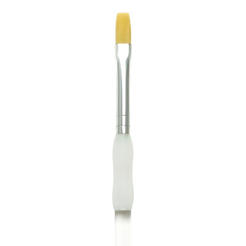 Royal & Langnickel Soft Grip Flat Golden Taklon Fiber Non-Slip Rubber Grip Acrylic Handle Paint Brush, Size 8, Pack of 12, 1 of 2