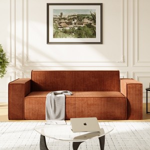 Mjkone Velvet Fabric Loveseat Sofa with Legless Design&Widened Armrest,Upholstered 2-Seater Couch for Living Room - 1 of 4