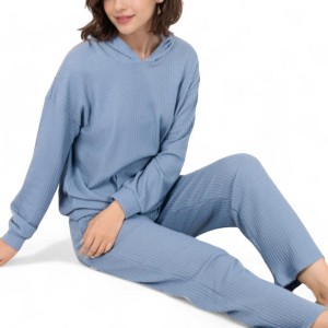 Anna-Kaci Lounge Women's Waffle Knit Hoodie Lounge Set with Front Pocket and Relaxed Fit Pants - 1 of 4