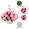 2 Set Artificial Outdoor Geraniums Flowers with White Basket, 12 Pcs Geraniums Flowers for Christmas, Front Porch, Garden, Patio, Home Decor, Pink - 4 of 4