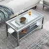 NicBex 2-Tier Rectangle Tempered Glass Coffee Table Center Dining Table with Open Shelf for Living Room - 2 of 4
