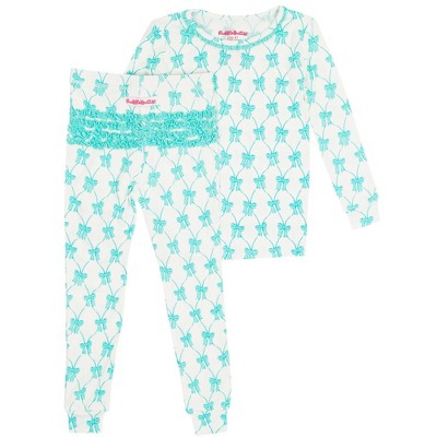 RuffleButts SoftSnooze Toddler Girls Ruffle Long Sleeve Pajama Set