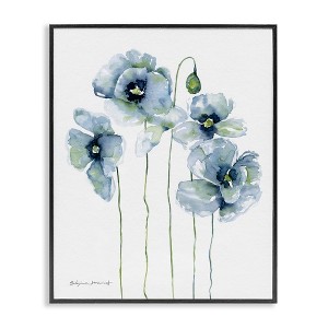 Stupell Industries Modern Poppy Blooms Blue Abstract Framed Giclee Art - 1 of 4
