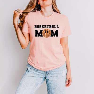 Simply Sage Market Basketball Mom Smiley Face Short Sleeve Tee - XS - Blush