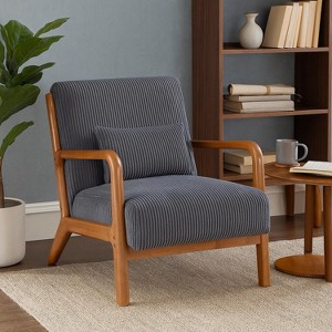 Homy Casa Mid-Century Wood Frame Accent Chair with Pillow – Cozy Retro Lounge Seating - 1 of 4