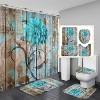 LunaLulinlk 4 Pcs Bathroom Shower Curtain Set Blue Rose Shower Curtain - 3 of 4