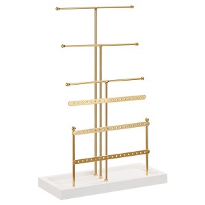 Unique Bargains 6 Tier Metal Wood Tray Necklace Earring Bracelets Rings Jewelry Stand Holder - 1 of 3