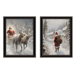 2Piece Vignette On The Eve of Christmas Black Framed Wall Art for Living Room, Holiday Wall Art Print for Home Decor, Bedroom Wall Art by Jo Moulton - 1 of 4