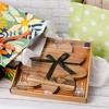 Pavilion Gift Company - 10" x 10" Cheese Serving Cutting Board - Love Blooms Here - Acacia Wood & Stainless Steel 4 pc Mini Fork Set - 4 of 4