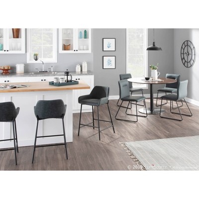 Daniella Green Faux Leather Industrial Counter Stools Set