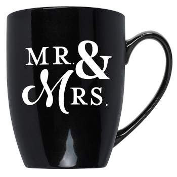 Elanze Designs Mr & Mrs Black 10 ounce New Bone China Coffee Cup Mug