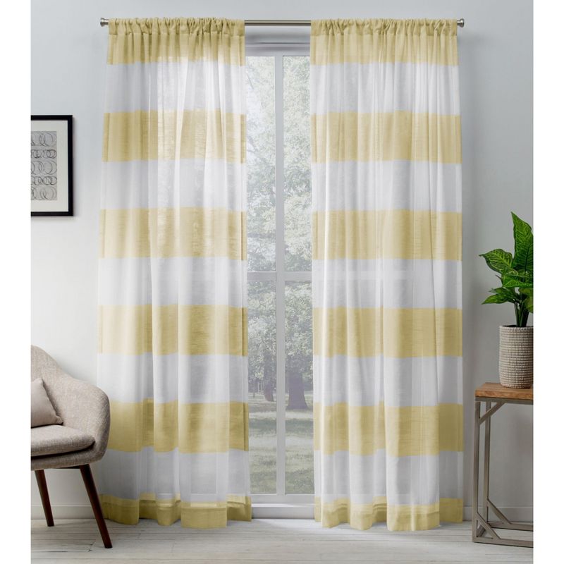 Exclusive Home Darma Sheer Linen Rod Pocket Curtain Panel Pair, 1 of 5