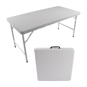 VisioGear Small Outdoor Folding Table with Handle, Portable Outdoor Folding Table for Travel, Camping, White, 49.21"*24"*29" - 1 of 4