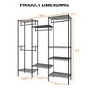 Heavy Duty Metal Clothing Rack, Freestanding Garment Organizer with 4 Hanging Rods and 8 Adjustable Shelves for Closet, Black - 2 of 4