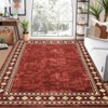 2 x 6 ft Polyester Grey Rectangular Laundry Bathroom Kitchen Geometric Bordered Modern Machine Washable Runner Rug - 2 of 4