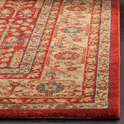Handmade Red Synthetic Rectangular Easy Care Rug 4' x 5'7"