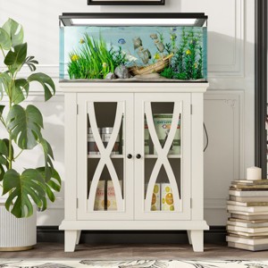 20 Gallon Fish Tank Stand with Power Outlets, Farmhouse Aquarium Stand with Cabinet Storage & Adjustable Shelves, Reptile Turtle Tank Stand-Koiai - 1 of 4