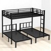 Twin Over Twin & Queen Metal Triple Bunk Bed with Guardrails, Shelves and Ladder, Space-Saving Convertible Bed Frame ,kids bed - 4 of 4