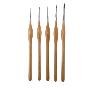 Unique Bargains Liner Brush for Watercolor Wooden Handle with Wolf Hair Bristles 5 Pcs - 1 of 3