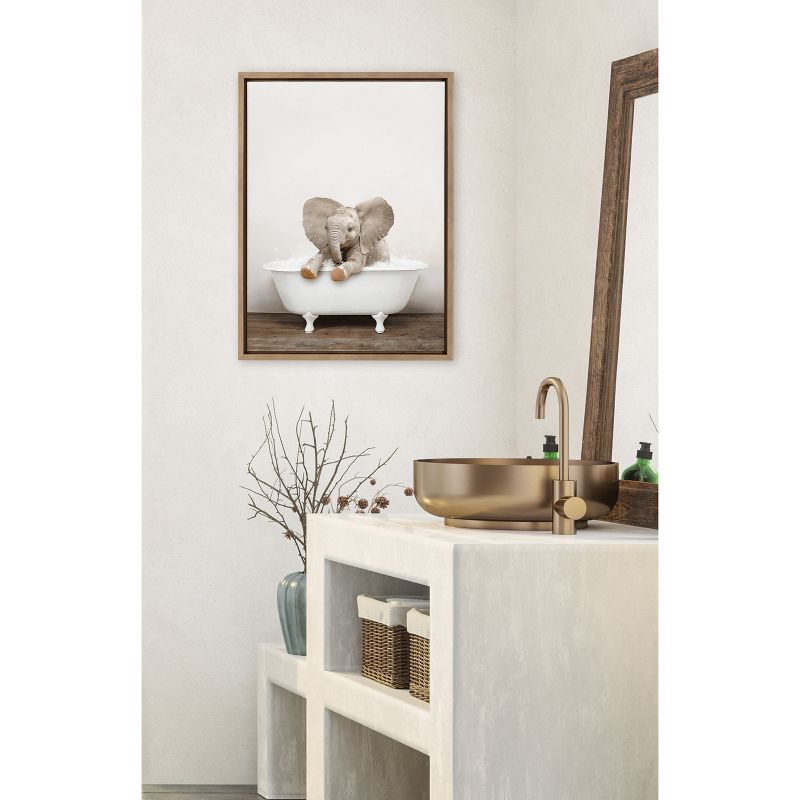 18&#34; x 24&#34; Sylvie Baby Elephant No 6 Rustic Bath Framed Canvas by Amy Peterson Gold - Kate &#38; Laurel All Things Decor, 6 of 8