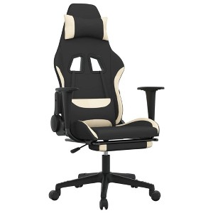 vidaXL Modern Gaming Chair with Adjustable Features, Black and Cream Fabric - Ideal for Enhancing Gaming Experience with Ultimate Comfort - 1 of 4