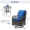 3 Piece Outdoor Patio Set, Wicker Rocking Bistro Set with 2 Swivel Chairs & Tempered Glass Top Table - 2 of 4