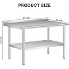 Stainless Steel Table for Prep & Work With Backsplash, Commercial Heavy Duty Table With Adjustable Under Shelf for Kitchen Restaurant - 3 of 4