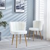 Modern Dining Chair Set of 2, with Iron Tube Wood Color Legs, Shorthair Cushions and Comfortable Backrest, for Dining Room, Living Room, Cafe - 3 of 4