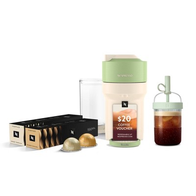 Nespresso Vertuo Pop+ Coffee and Espresso Maker Flavored Iced Coffee Bundle by Breville Pistachio
