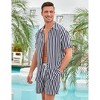 Men's 2 Piece Sets Summer Beach Striped Outfits Casual Short Sleeve T-Shirt and Shorts - 3 of 4