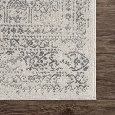 Gray Medium Pile Rectangular Polypropylene Area Rug