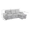 NicBex Couches for Living Room Convertible 3 Seater Sleeper Sofa Bed Pull Out Sectional Sofa Couch with Storage and Cup Holder, Light Gray - 3 of 4