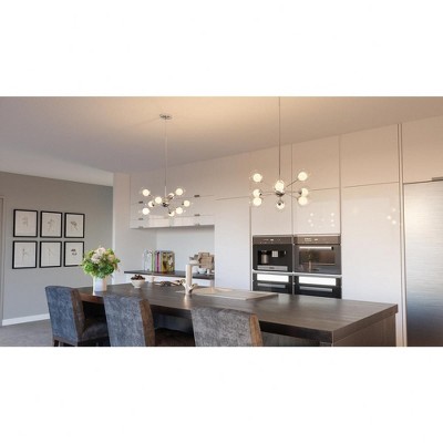 Retro Reimagined Sputnik Polished Chrome Pendant Light with Ice Glass Spheres