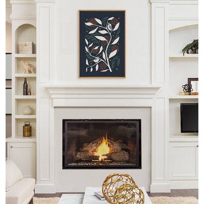 Natural Framed Canvas Art with Colorful Birds, 23x33