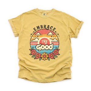 Simply Sage Market Women's Embrace The Good Sunset Short Sleeve Garment Dyed Tee - 1 of 4