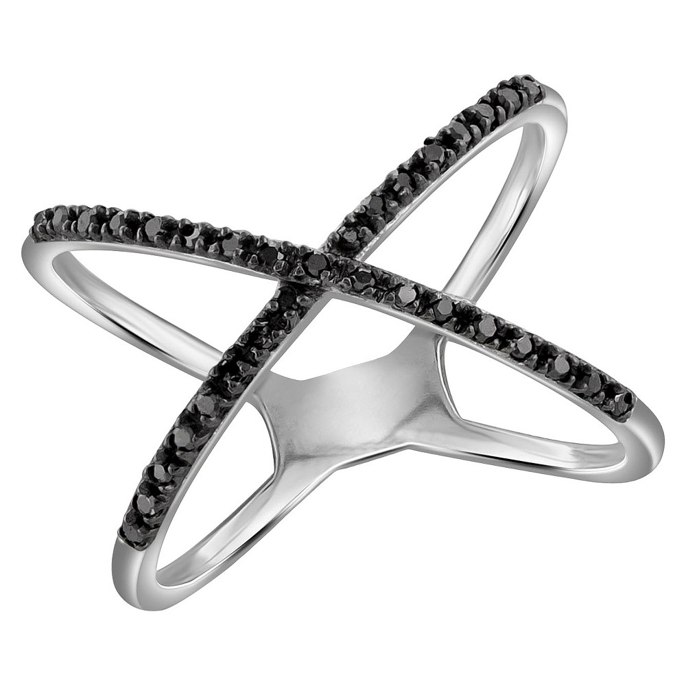 Photos - Ring 1/10 CT. T.W. Round-Cut Black Diamond Prong Set X  in Sterling Silver