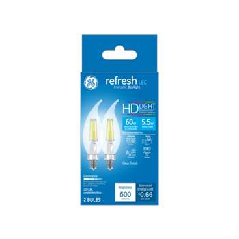 GE 2pk 5.5W 60W Equivalent Refresh LED HD Decorative Light Bulbs