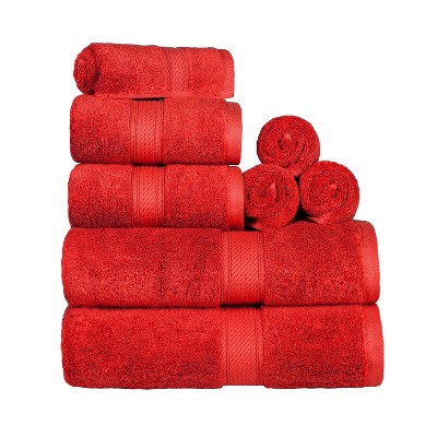 red bath towel set