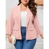 MISSKY Women's Plus Size Casual Open Front Work Office Jackets Blazer Blazers with Pockets - 4 of 4