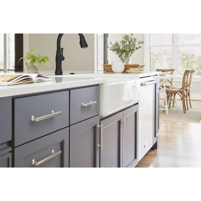 Polished Nickel Modern T-Handle Cabinet Knob with Mounting Hardware