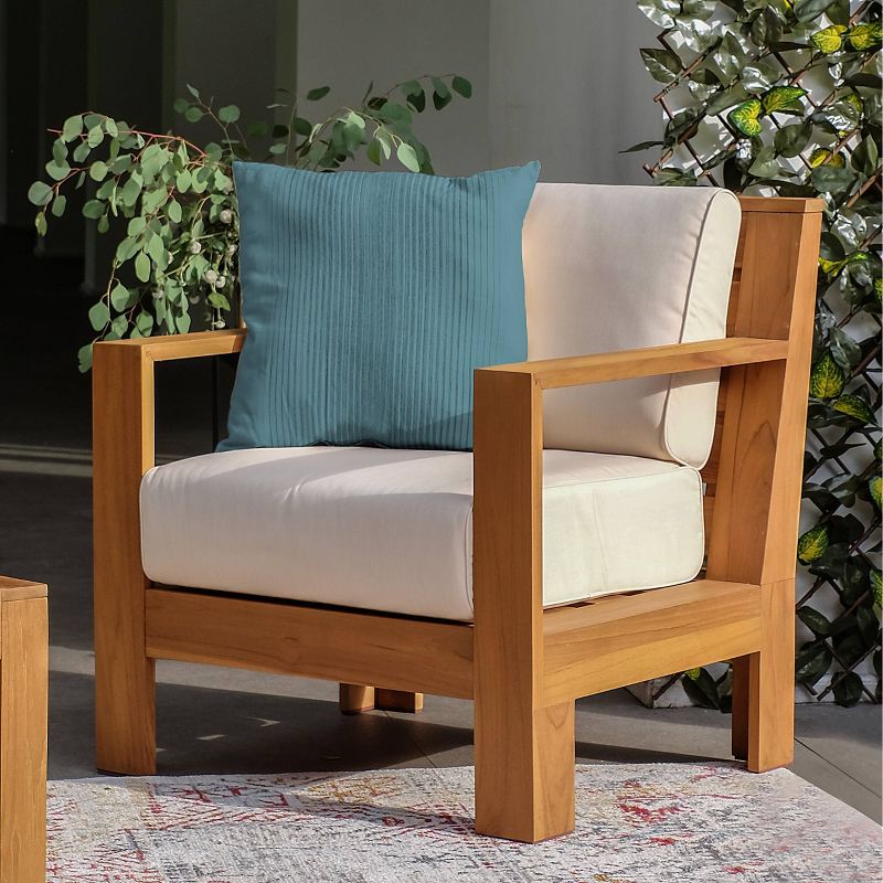 Logan Outdoor Teak Wood Lounge Chair with Sunbrella Vellum Cushion - Cambridge Casual, 1 of 11