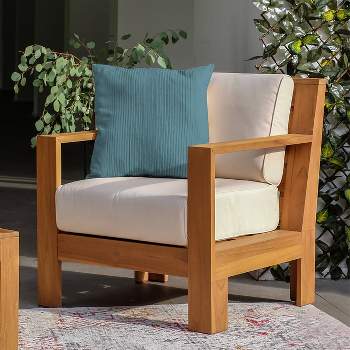 Logan Outdoor Teak Wood Lounge Chair with Sunbrella Vellum Cushion - Cambridge Casual